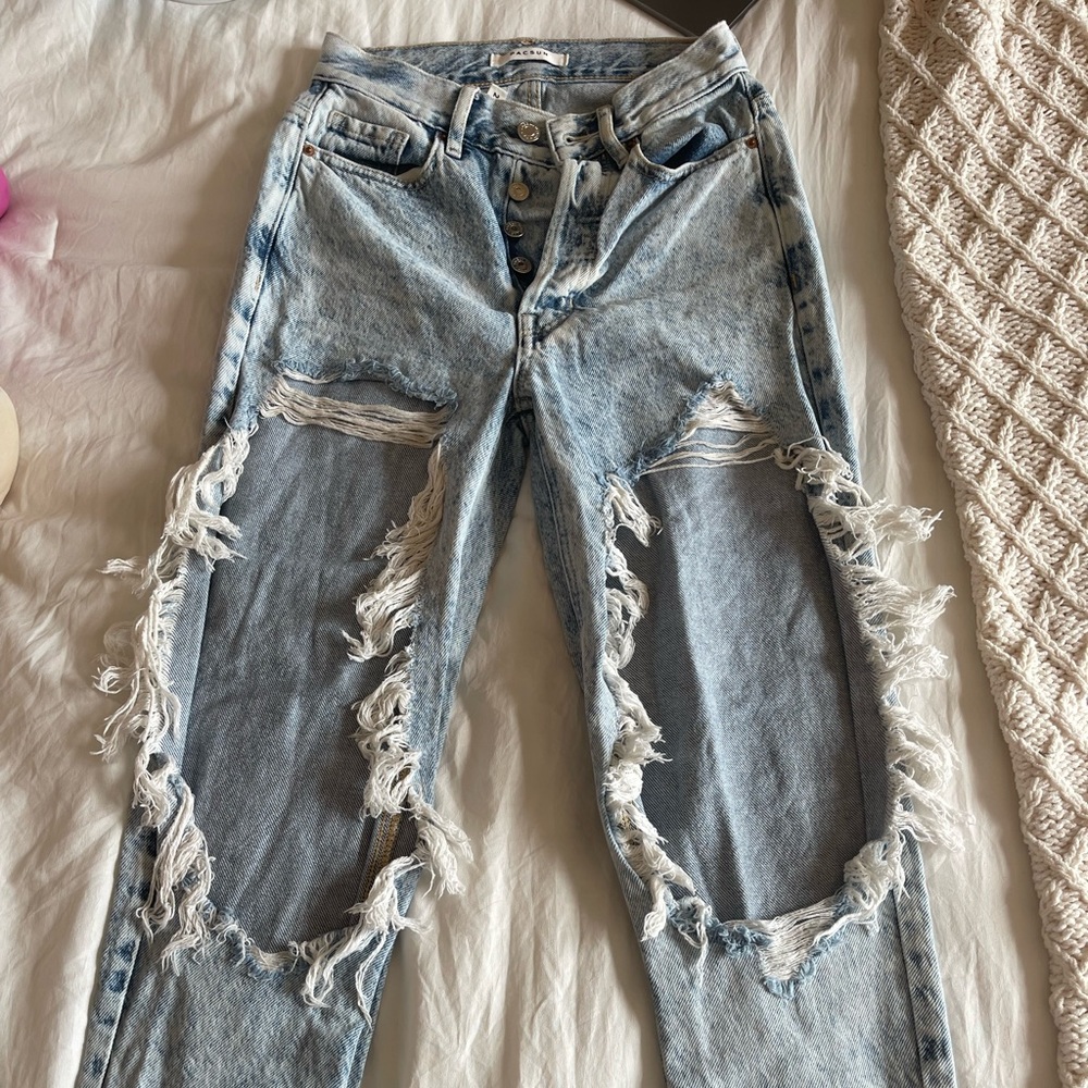 Ultra High Rise Slim Distressed Jeans